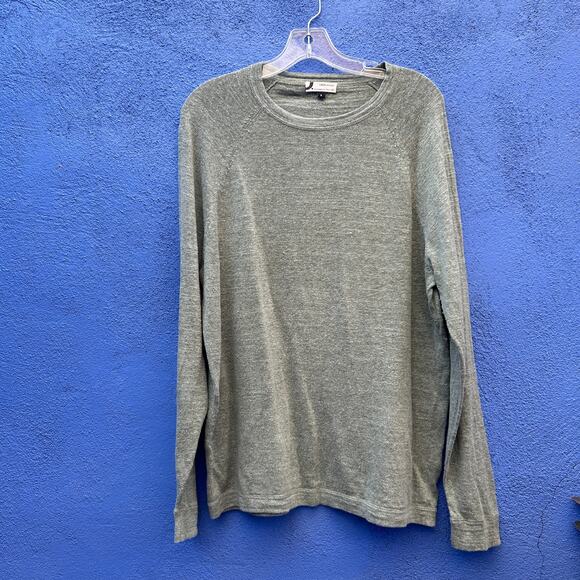 dressman linen blend raglan knit long sleeve pop over top - Picture 1 of 5